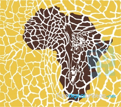 Camouflage Background With Giraffes And Africa Stock Image
