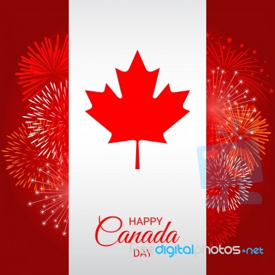 canada flag with fireworks for national day of canada stock image flag with fireworks
