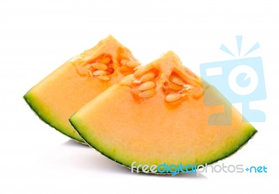 Cantaloupe Melon Slices Stock Photo