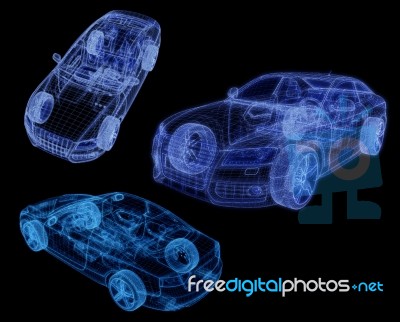 Car Glowing Wireframe Stock Image
