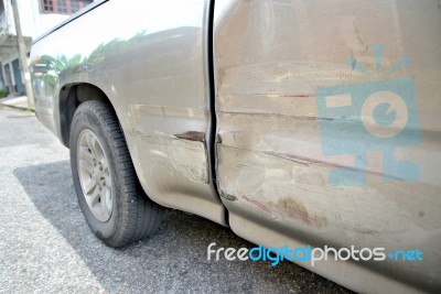 Car With Dent Stock Photo