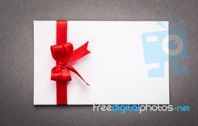 Card Note With Gift Bows And Ribbons.  Illustration Stock Photo