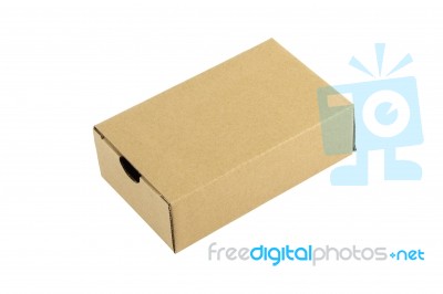Cardboard Box Closed On White Background Stock Photo