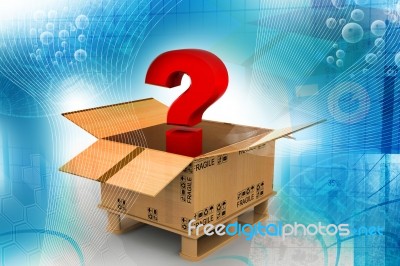 Cardboard Box With Question Mark Stock Image