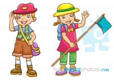 Cartoon Boy/girl Scout Stock Image
