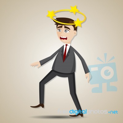 Cartoon Businessman Confused With Star On His Head Stock Image