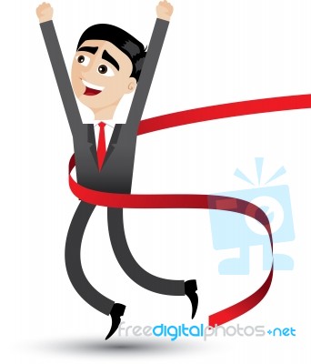 Cartoon Businessman Jumping Stock Image