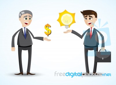 Cartoon Businessman Trading Idea Stock Image