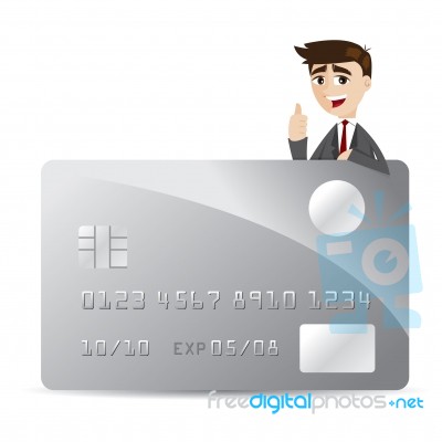 Cartoon Businessman With Credit Card Stock Image