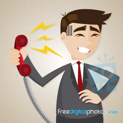 Cartoon Businessman With Loudness From Telephone Stock Image