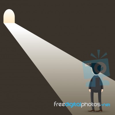 Cartoon Businessman With Tunnel Light Stock Image