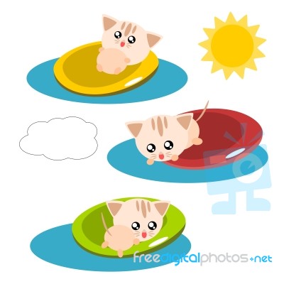 Cartoon Cat In The Pool Illustration Stock Image