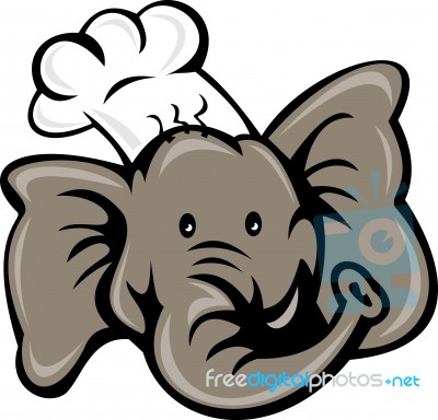 Cartoon Chef Cook Baker Elephant Stock Image