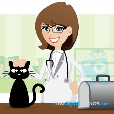 cartoon cute veterinarian and