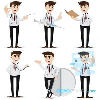 Cartoon Doctor In Action Stock Image