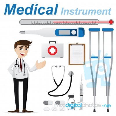 Cartoon Doctor With Medical Instrument Stock Image
