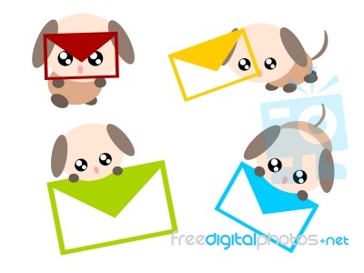 Cartoon Dog With E-mail Illustration Stock Image