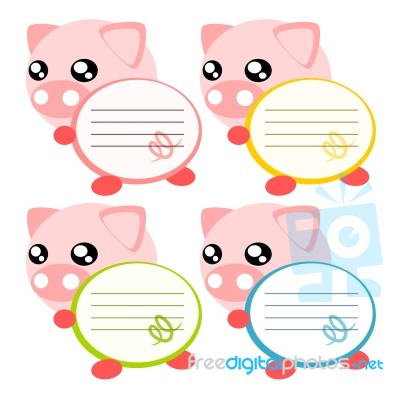 Cartoon Pig Memo Illustration Stock Image