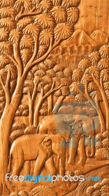 Carved Thai Elephant Stock Photo