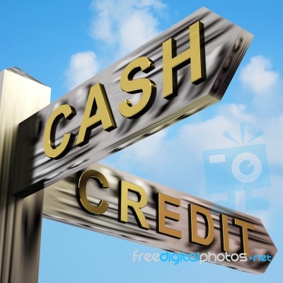 Cash Or Credit Directions Stock Image