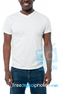 Casual Man Posing, Cropped Image Stock Photo