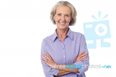 Casual Senior Smiling Woman Stock Photo