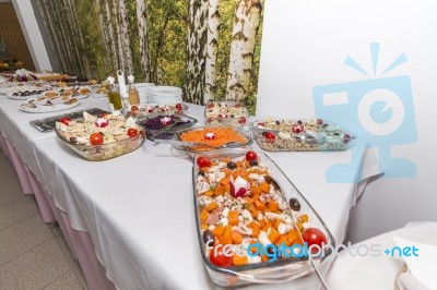 Catering Table Service Stock Photo