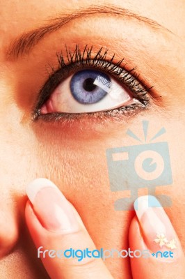 Caucasian Girl's Blue Eye Stock Photo