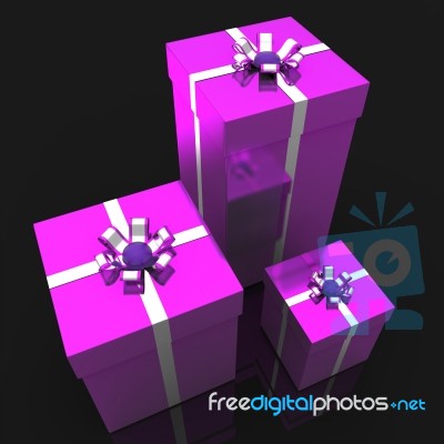 Celebration Giftboxes Indicates Joy Presents And Occasion Stock Image