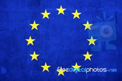 Cement Wall Paint Euro Flag Stock Photo