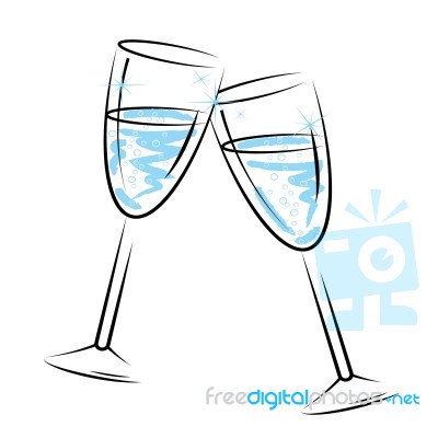 Champagne Glasses Means Sparkling Wine And Celebration Stock Image