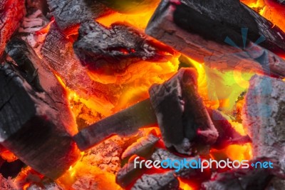 Charcoal Burn Fire Background Stock Photo