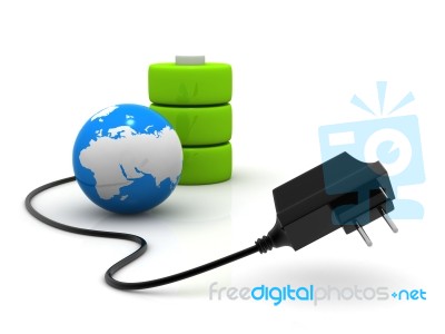 Charger Connected To The Globe Stock Image