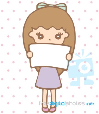 Cheerful Girl With Blank Space For Your Text, Cartoon Illustration Stock Image