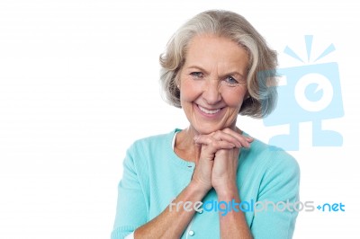 Cheerful Portrait Of Smiling Senior Woman Stock Photo
