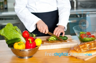 Chef Chopping Vegetables Stock Photo