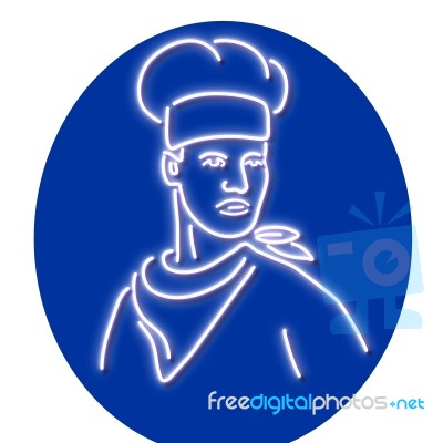 Chef Looking To Side Glowing Neon Sign Stock Image