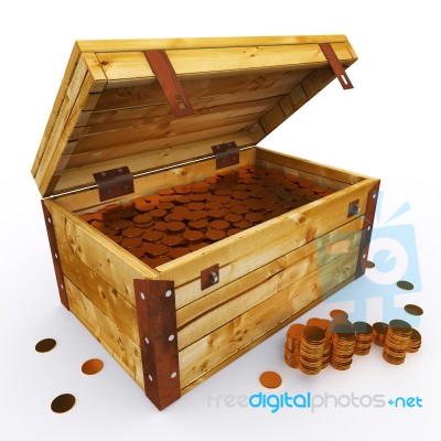 Chest Of Coins Blank For Copy Space Stock Image