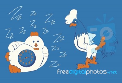 Chicken And Alarm Clock Stock Image