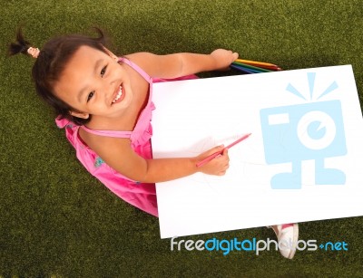 Child Is Drawing Stock Photo