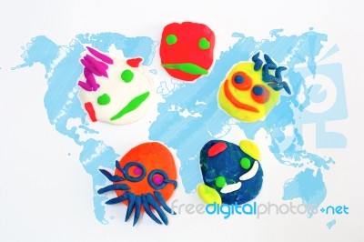 Children Mold Clay Stock Image
