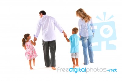 Children With Parents Stock Photo