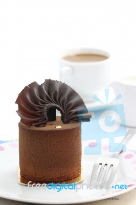 Chocolate Cake With Coffee Stock Photo