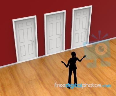 Choice Silhouette Indicates Door Frame And Alternative Stock Image