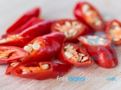 Chopped Chillies Represents Red Pepper And Burning Stock Photo