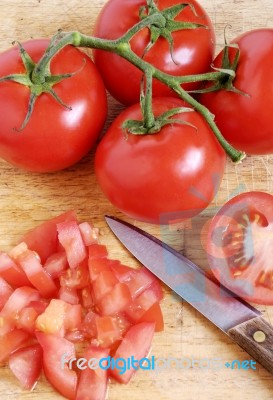 Chopped Tomatoes Stock Photo