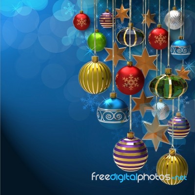 Christmas Background With Baubles Stock Photo