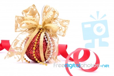 Christmas Bauble With Bow Stock Photo