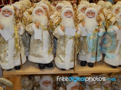 Christmas Gifts Santa Claus And The Tree Decorations Stock Photo