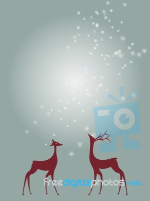 Christmas Greeting Card With Deer Stock Image